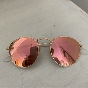 RAY BAN ROUND PINK FLASH SUNGLASSES